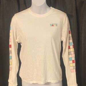 Vans Cream Long Sleeve with Colorful Block Sleeves size juniors  XL /16